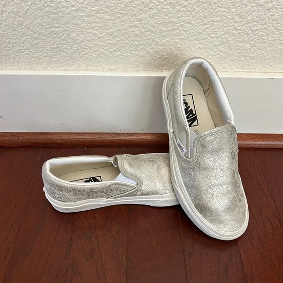 VANS CLASSIC SLIP-ON (CRACKED SILVER) SHOES men 5 women 6.5 - Picture 4 of 11